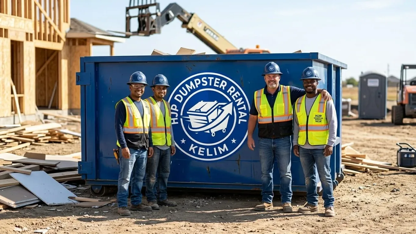 Roll-off dumpster on a residential construction site near Kelim, CO